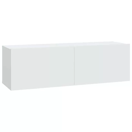 2 db fehér szerelt fa fali TV-szekrény 100 x 30 x 30 cm