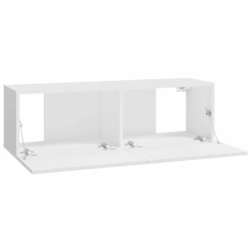 2 db fehér szerelt fa fali TV-szekrény 100 x 30 x 30 cm