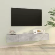   2 db betonszürke szerelt fa fali TV-szekrény 100 x 30 x 30 cm