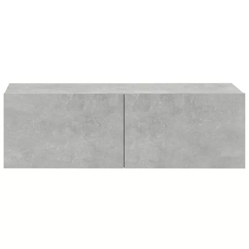 2 db betonszürke szerelt fa fali TV-szekrény 100 x 30 x 30 cm