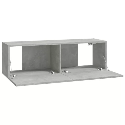 2 db betonszürke szerelt fa fali TV-szekrény 100 x 30 x 30 cm