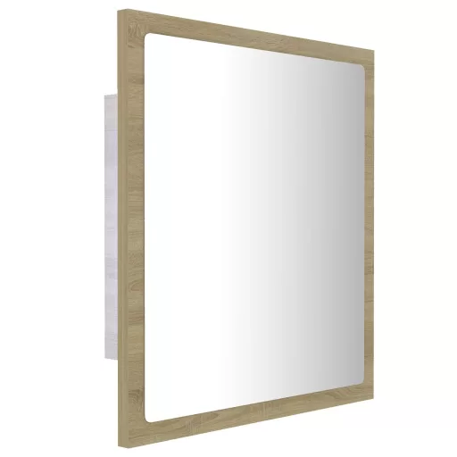 Sonoma tölgy akril LED-es fürdőszobai tükör 40x8,5x37 cm