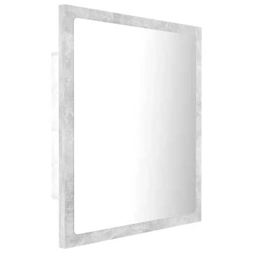 Betonszürke akril LED-es fürdőszobatükör 40x8,5x37 cm