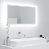 Fehér akril LED-es fürdőszobai tükör 80 x 8,5 x 37 cm