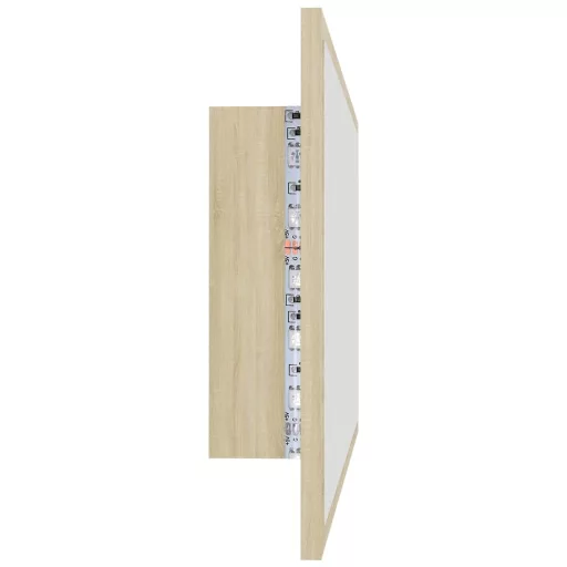 Sonoma-tölgy akril LED-es fürdőszobai tükör 80x8,5x37 cm