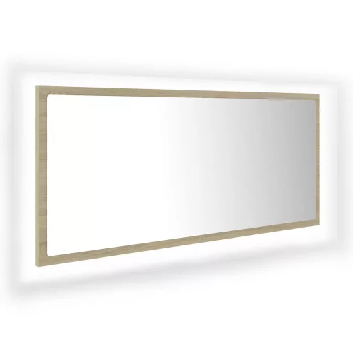 Sonoma tölgy akril LED-es fürdőszobai tükör 100x8,5x37 cm