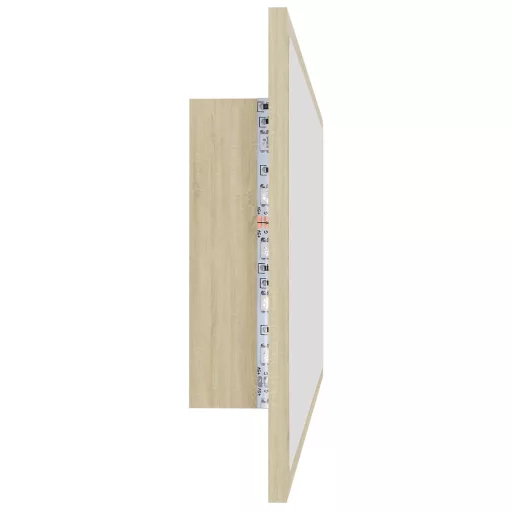 Sonoma tölgy akril LED-es fürdőszobai tükör 100x8,5x37 cm