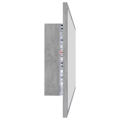 Betonszürke akril LED-es fürdőszobatükör 100x8,5x37 cm