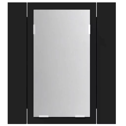 Fekete akril LED-es fürdőszobaszekrény tükörrel 40x12x45 cm