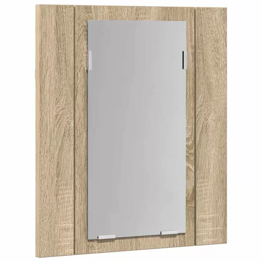 Tölgyszínű akril LED-es tükrös fürdőszobaszekrény 40x12x45 cm