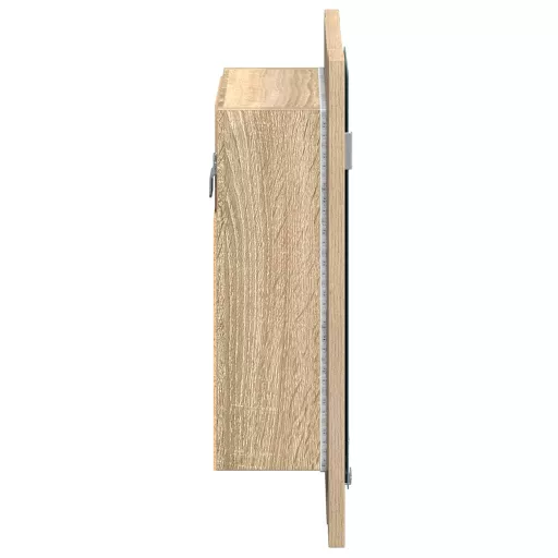 Tölgyszínű akril LED-es tükrös fürdőszobaszekrény 40x12x45 cm