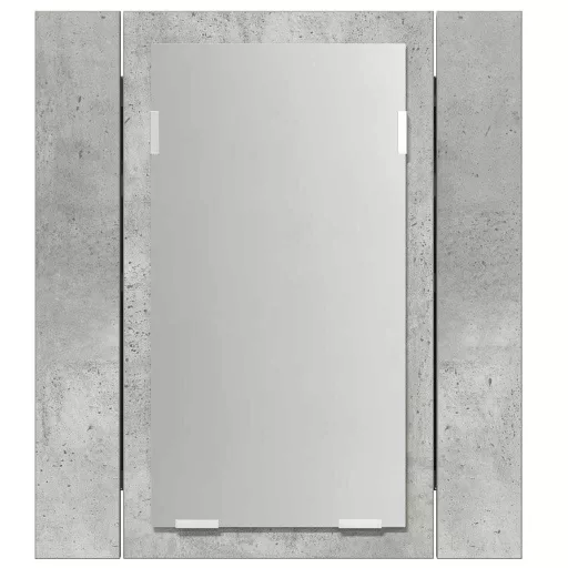 Betonszürke akril LED-es tükrös fürdőszobaszekrény 40x12x45 cm