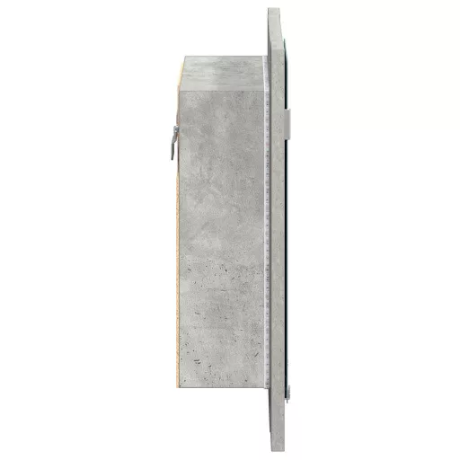 Betonszürke akril LED-es tükrös fürdőszobaszekrény 40x12x45 cm