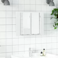   Fehér akril LED-es fürdőszobaszekrény tükörrel 60x12x45 cm