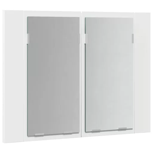 Fehér akril LED-es fürdőszobaszekrény tükörrel 60x12x45 cm