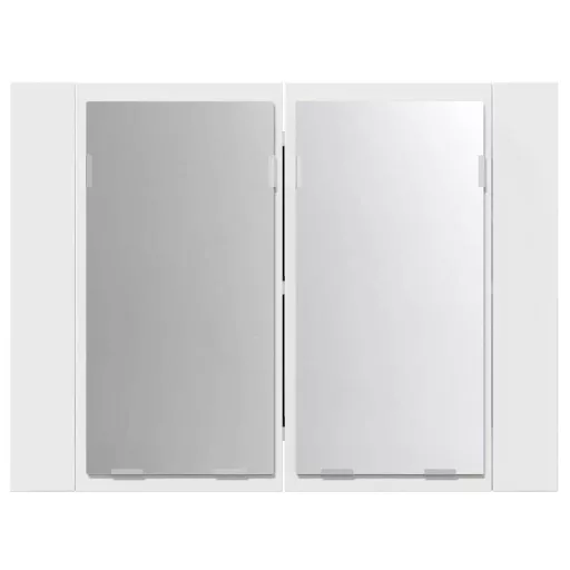 Fehér akril LED-es fürdőszobaszekrény tükörrel 60x12x45 cm