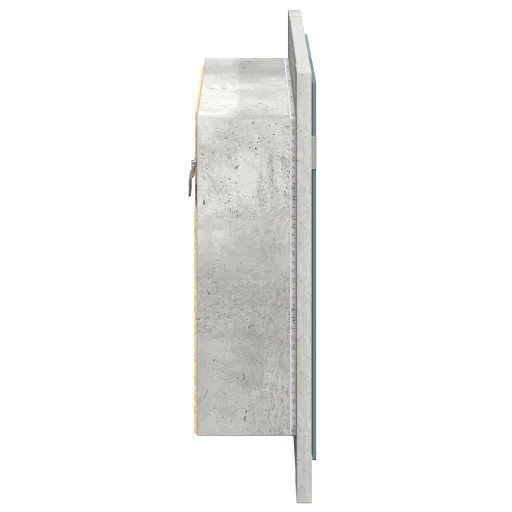 Betonszürke akril LED-es tükrös fürdőszobaszekrény 60x12x45 cm