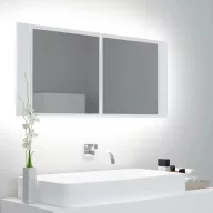   Fehér akril LED-es fürdőszobaszekrény tükörrel 100 x 12 x 45 cm