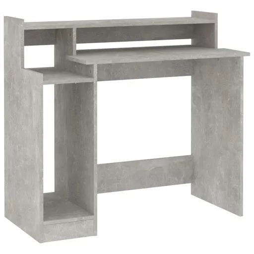 Betonszürke szerelt fa íróasztal LED-ekkel 97 x 45 x 90 cm