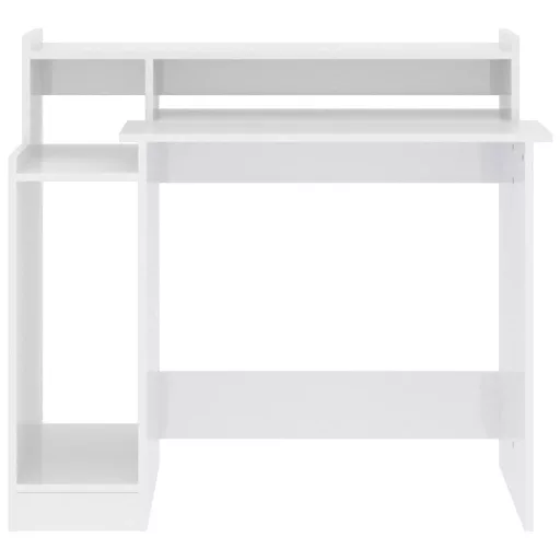 Magasfényű fehér szerelt fa íróasztal LED-ekkel 97 x 45 x 90 cm
