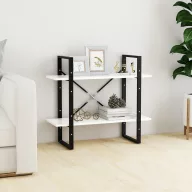 2-szintes fehér szerelt fa könyvszekrény 80 x 30 x 70 cm