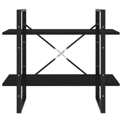 2-szintes fekete szerelt fa könyvszekrény 80 x 30 x 70 cm