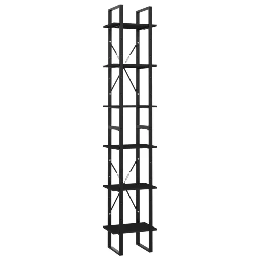 6-szintes fekete forgácslap könyvszekrény 40 x 30 x 210 cm
