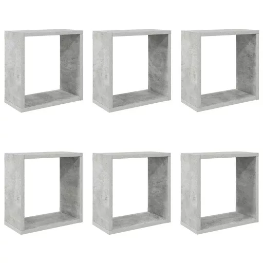 6 db betonszürke fali kockapolc 30 x 15 x 30 cm