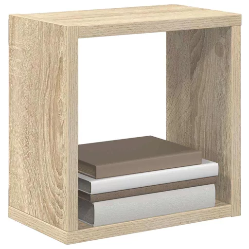 4 db sonoma tölgy színű szerelt fa fali kockapolc 26x15x26 cm