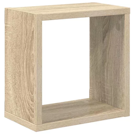 4 db sonoma tölgy színű szerelt fa fali kockapolc 26x15x26 cm