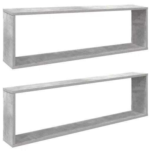 2 db betonszürke szerelt fa fali polc 100 x 15 x 30 cm