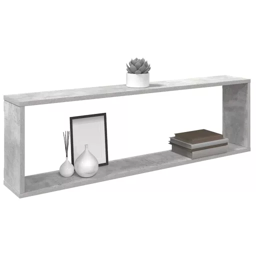 2 db betonszürke szerelt fa fali polc 100 x 15 x 30 cm