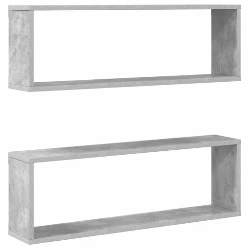 2 db betonszürke szerelt fa fali kockapolc 80 x 15 x 26,5 cm
