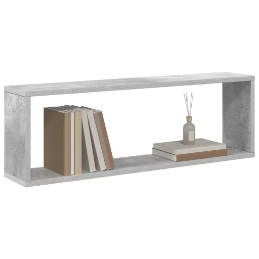 2 db betonszürke szerelt fa fali kockapolc 80 x 15 x 26,5 cm