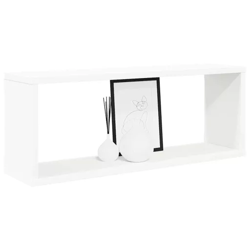 6 db fehér szerelt fa négyszögű fali polc 60 x 15 x 23 cm