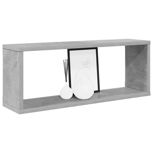 6 db betonszürke szerelt fa négyszögű fali polc 60 x 15 x 23 cm