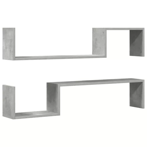 2 db betonszürke szerelt fa fali polc 100 x 15 x 20 cm