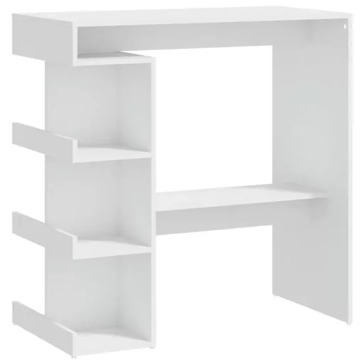 Fehér szerelt fa bárasztal tárolópolccal 100 x 50 x 101,5 cm