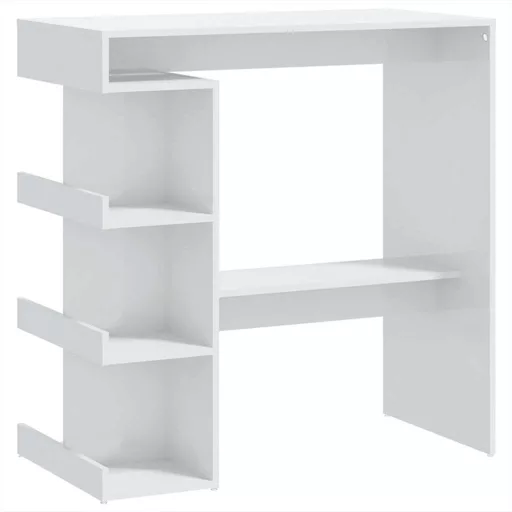 Magasfényű fehér bárasztal tárolópolccal 100 x 50 x 101,5 cm
