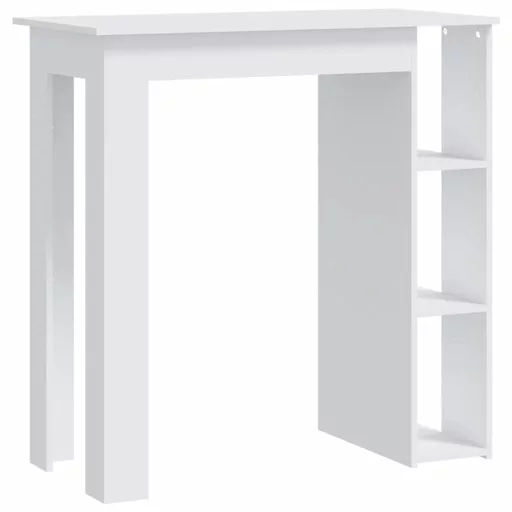 Fehér szerelt fa bárasztal polccal 102 x 50 x 103,5 cm