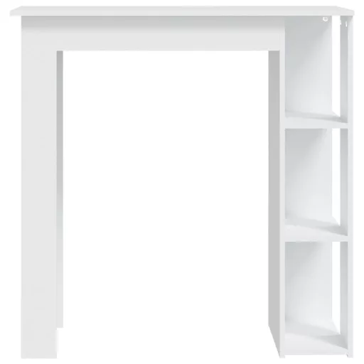 Fehér szerelt fa bárasztal polccal 102 x 50 x 103,5 cm