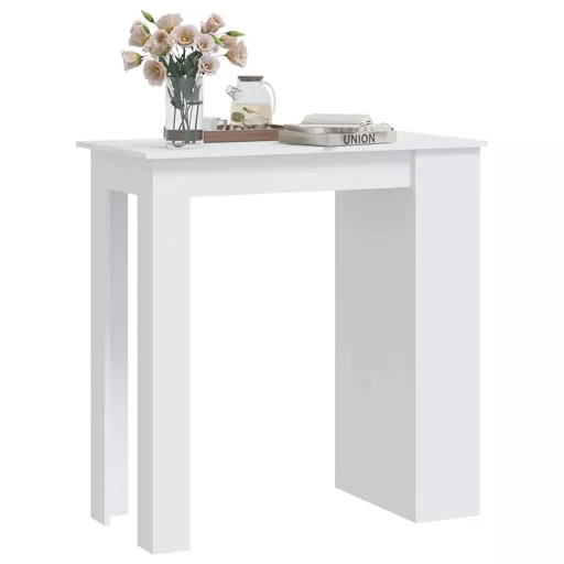 Fehér szerelt fa bárasztal tárolórekesszel 102 x 50 x 103,5 cm
