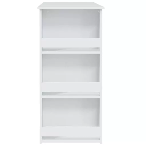 Fehér szerelt fa bárasztal tárolórekesszel 102 x 50 x 103,5 cm