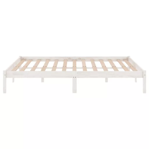 King Size fehér tömör fa ágykeret 150 x 200 cm