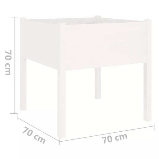 Fehér tömör fenyő virágláda 70x70x70 cm