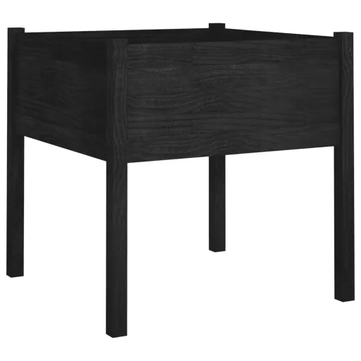 2 db fekete tömör fenyőfa kerti virágtartó 70 x 70 x 70 cm