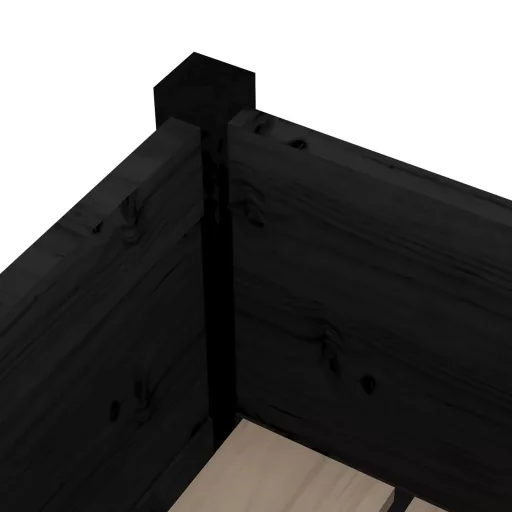 2 db fekete tömör fenyőfa kerti virágtartó 70 x 70 x 70 cm
