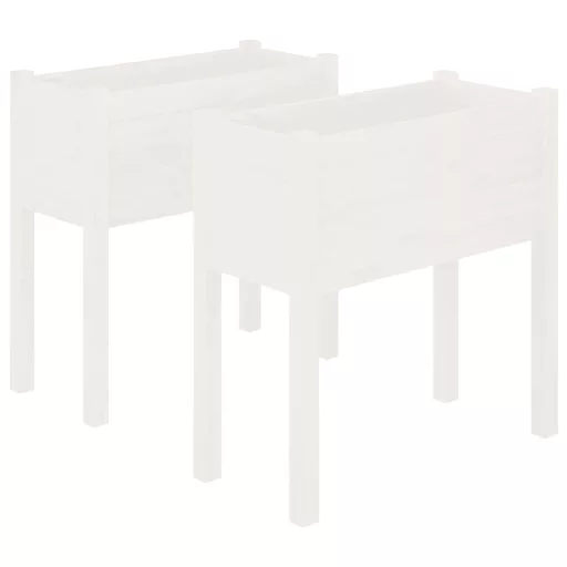 2 db fehér tömör fenyőfa kerti virágtartó 70 x 31 x 70 cm