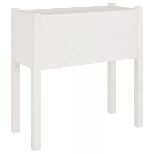 2 db fehér tömör fenyőfa kerti virágtartó 70 x 31 x 70 cm