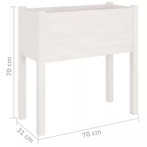 2 db fehér tömör fenyőfa kerti virágtartó 70 x 31 x 70 cm